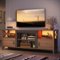 Bestier - Farmhouse LED TV Stand with Cabinet for Gaming Entertainment Fits TVs up to 70inch - Brown-Front_Standard