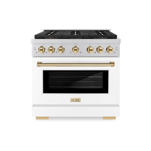 ZLINE - Autograph 36 in. Paramount Dual Fuel Range w/ DuoPro Cooktop & White Door w/ Gold Accents (PSDRZ-WM-36-G) - Stainless Steel with White Matte Door