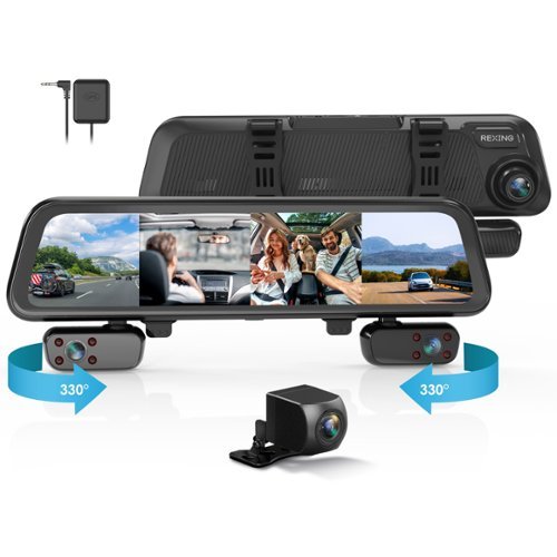 Rexing M4 1080p 4-Channel Mirror Dash Cam with Smart BSD GPS - Black BUY IN EUROPE