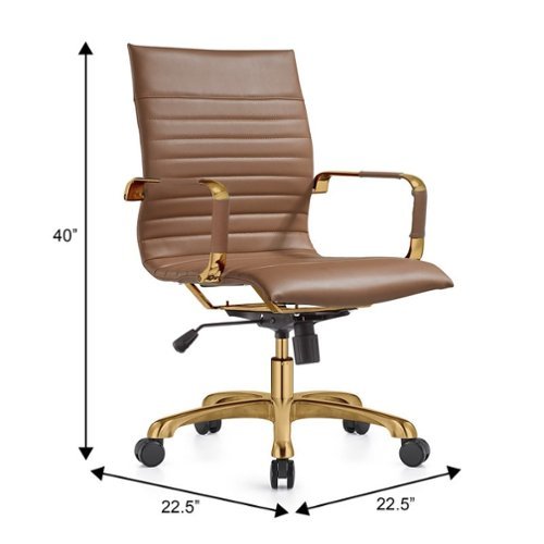 LeisureMod Harris Mid Back Office Chair, Leather Upholstery