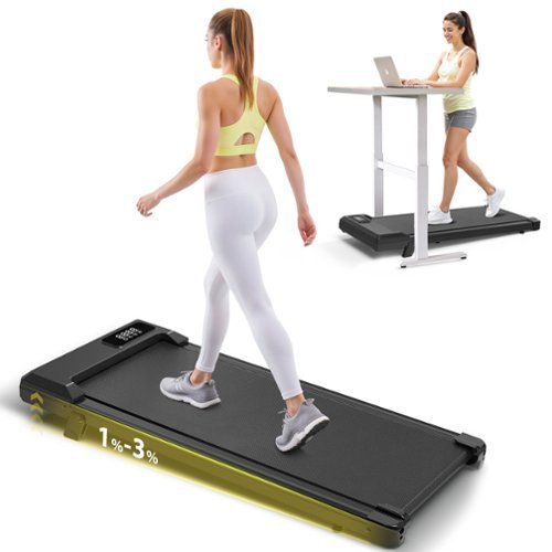 Redliro - Walking Pad Treadmill with Incline, Portable Under Desk Treadmill for Home Office - Black-Front_Standard 