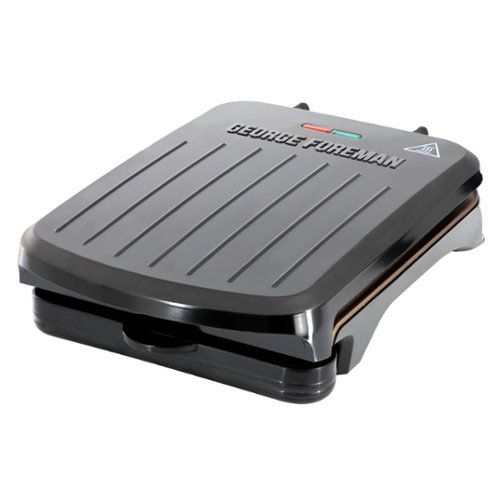 George Foreman - 40 Square Inch Nonstick Electric Panini Grill with Drip Tray - Black-Front_Standard 