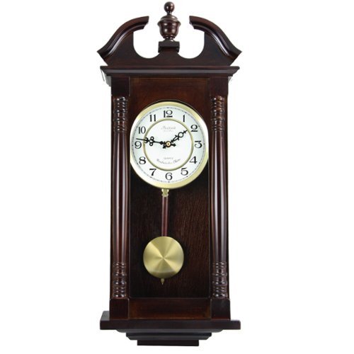 Bedford Clock Collection - 27.5 Inch Cherry Oak Wall Clock - Brown-Front_Standard 