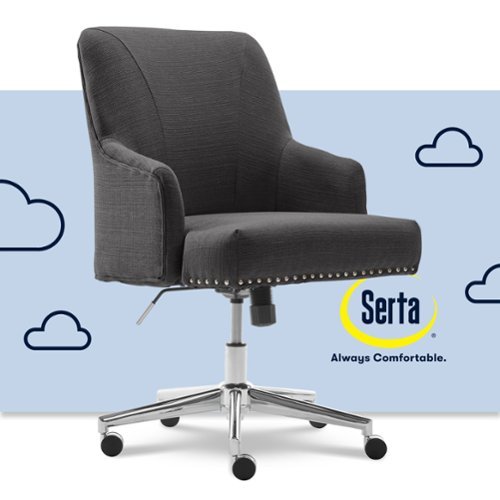 Serta - Leighton Modern Upholstered Home Office Chair with Memory Foam - Graphite - Woven Fabric-Front_Standard 