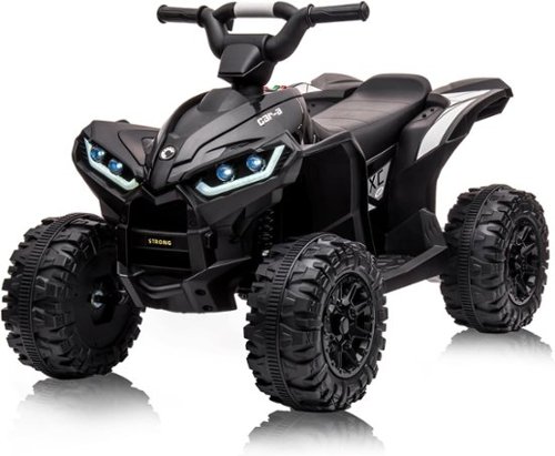Acekool - 12V Kids Electric ATV Quad, 4-Wheel Ride On Car w/Parent Remote, Dual Drive, High/Low Speeds & Music - Black-Front_Standard 