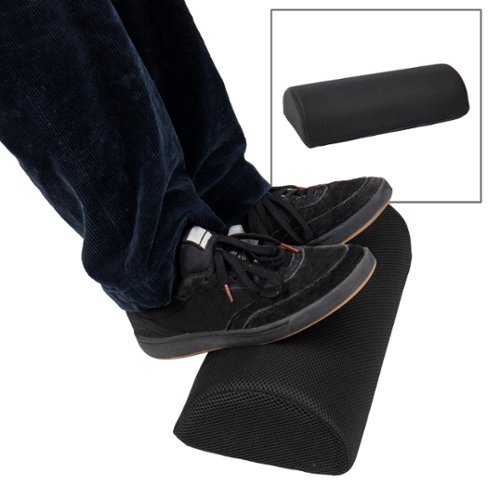 Mind Reader - Foot Rest, Under Desk at Work, Ergonomic, Height Adjustable, Office, Foam, 7.5"L x 16.75"W x 3.75"H - Black-Front_Standard 