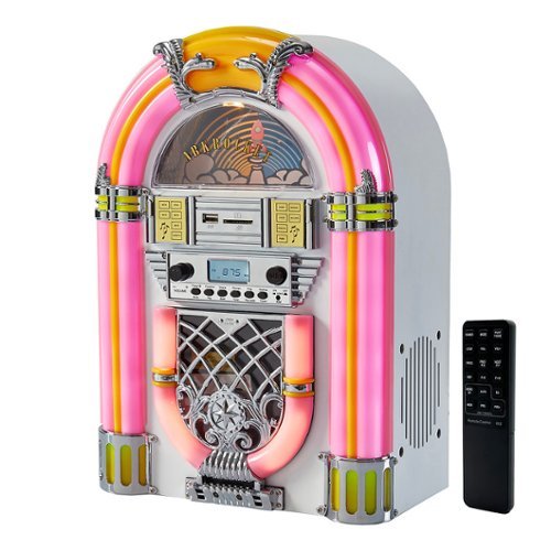 Arkrocket - Athena Mini Jukebox / Tabletop CD Player / Bluetooth Speaker (Pink/White) - Pink White-Front_Standard 