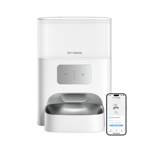 PET MARVEL - M3 Wifi Automatic Cat Feeder 4.4L, Programmable 1-15 Portion 1-15 Meals with 30-Day Freshness Preservation - White-Front_Standard 