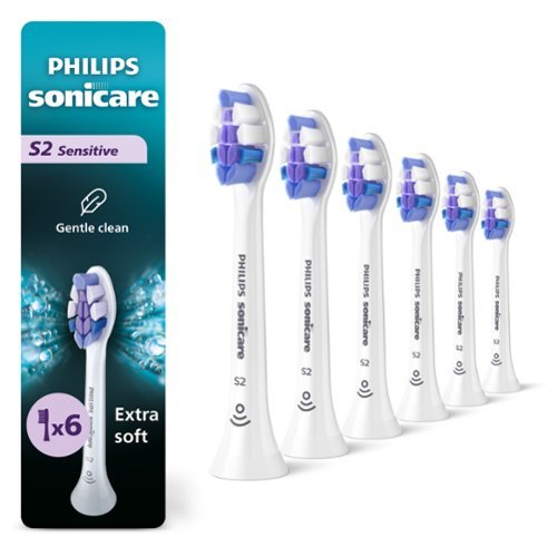 Philips Sonicare - S2 Sensitive - Replacement Toothbrush Heads, 6 Pack, HX6056/77 - White-Front_Standard 