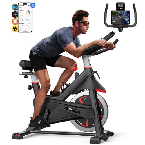 MERACH - S38 Exercise Bike Indoor Stationary Cycling Bike with 350lbs Weight Capacity 100 Resistance with LED Monitor - S38 - Black Friction-Front_Standard 