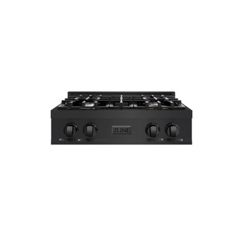 ZLINE - 30 in. Classic Gas Rangetop with 4 Burners and Porcelain Cooktop in Black Stainless Steel (RTB2-30) - Black Stainless Steel