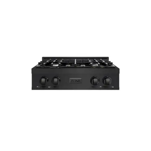 Front. ZLINE - ZLINE 30 in. Classic Gas Rangetop with 4 Burners and Porcelain Cooktop in Black Stainless Steel (RTB2-30) - Black Stainless Steel.
