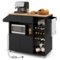 Gymax - Kitchen Island Cart w/ Drop-Leaf & Power Outlet Microwave Shelf Wine Rack Drawer Black - Black, Natural-Front_Standard