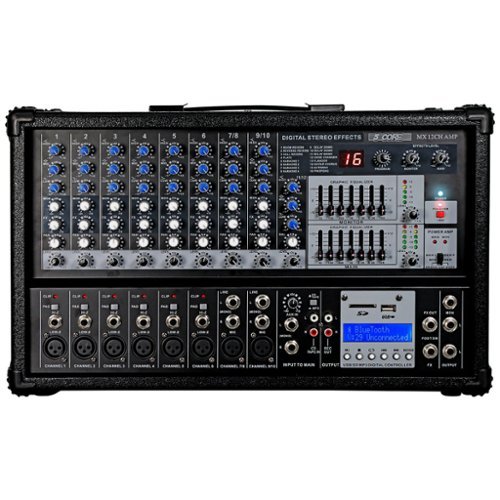 5 CORE - Audio Mixer Powered 12 Channel 240V Mixer System USB MP3 Bluetooth SD readers Digital LCD Display-Front_Standard 