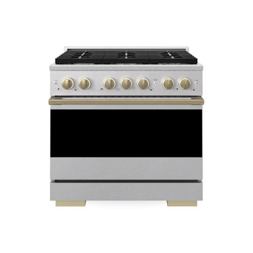 ZLINE - Autograph 36 in. 5.2 cu. ft. Marino Freestanding Gas Range with 6 Burners in Satin Stainless Steel and Bronze Accents - Satin Stainless Steel