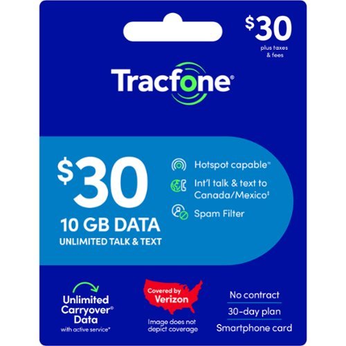 Tracfone - $30 Unlimited Talk & Text plus 10 GB of Data 30-Day - Prepaid Plan (Digital Delivery) [Digital]
