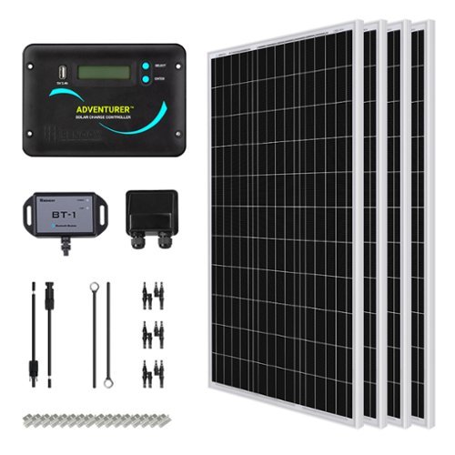Renogy - 400 Watt Monocrystalline Solar Kit w/ 4 Pcs 100W Solar Panel and 30A PWM Charge Controller - Black
