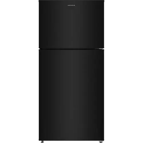 Front. Amana - 19.3 CuFt Top Mount Refrigerator in Black - Black.