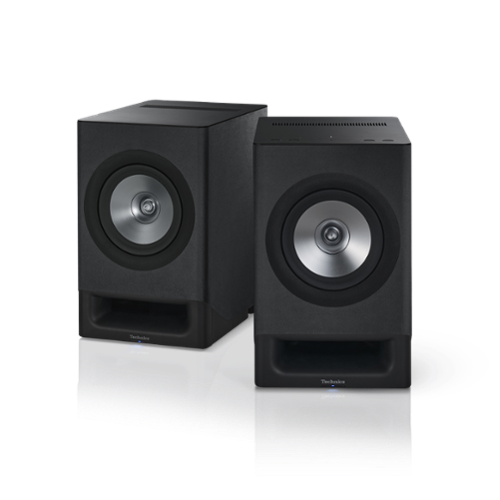 Technics - Premium Class Hi-Res 200W Wireless Bookshelf Networking Speakers - Charcoal Black-Front_Standard