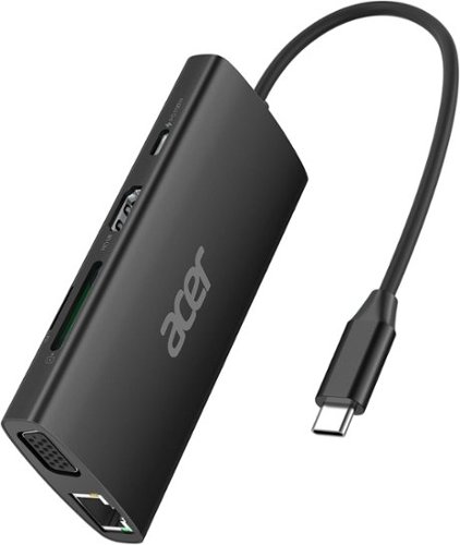 Acer - USB C Hub with 4K HDMI, 9-in-1 USB C to Ethernet Adapter, 5Gbps USBA 3.0 Docking Station, VGA Splitter - Black-Front_Standard 