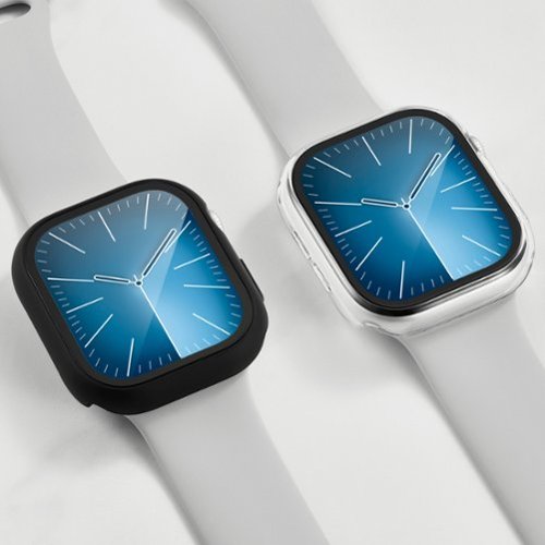 Insignia™ Bumper with Glass Screen Protector for Apple Watch 46mm - Black and Clear SHOP ONLINE