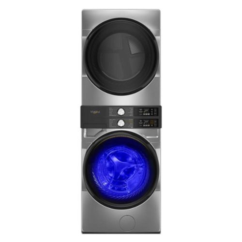  Whirlpool - Smart Front Load Laundry Tower 4.5 Cu. Ft. Washer and 7.4 Cu. Ft. Electric Dryer with UV Clean Technology - Radiant Silver