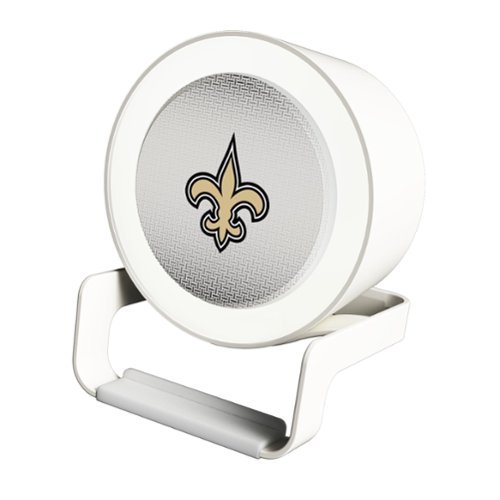 Keyscaper - New Orleans Saints Linen Print Nightlight Charger & Bluetooth Speaker - White-Front_Standard 