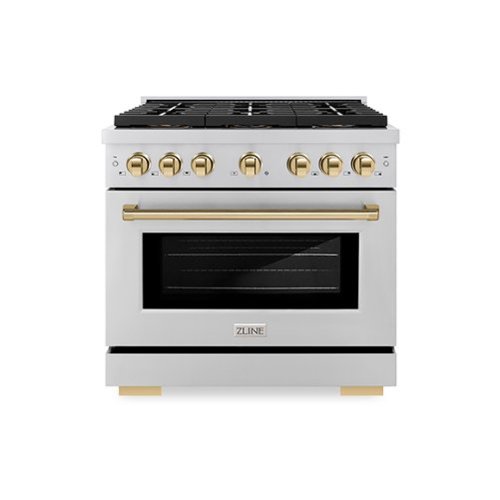 ZLINE - Autograph 36 in. Paramount Gas Range with 6 Burner DuoPro Cooktop & Polished Gold Accents (PSGRZ-36-G) - Stainless Steel