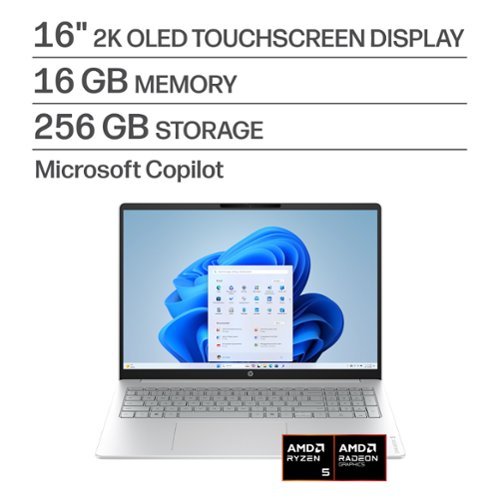 HP - OmniBook 3 - 16" 2K Touchscreen Laptop - AMD Ryzen 5 - 16GB Memory - 256GB SSD - Glacier Silver â€“ AMD Ryzen 5