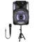 QFX - Bluetooth Rechargeable Speaker with RGB LED Party Lights with Microphone and Speaker Stands - Black-Front_Standard