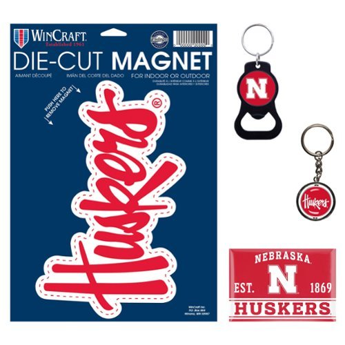 WinCraft - Nebraska Huskers 4-Pack Key Rings and Magnets Set - Multicolor-Front_Standard 