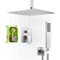 VEVOR - Shower Faucet Set, Rainfall Bathroom Shower System with 12-Inch Square Rain Shower Head and Handheld Spray - Brushed Nickel-Front_Standard