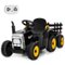 Costway - 12V Kids Ride On Tractor with Trailer Ground Loader w/ RC & Lights - Black-Front_Standard