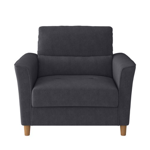CorLiving - Georgia Upholstered Accent Chair And A Half - Dark Grey-Front_Standard 