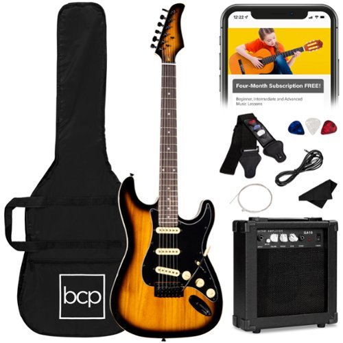 Best Choice Products - 39in Full Size Beginner Electric Guitar Kit with Case, Strap, Amp, Whammy Bar - Sunburst-Front_Standard 