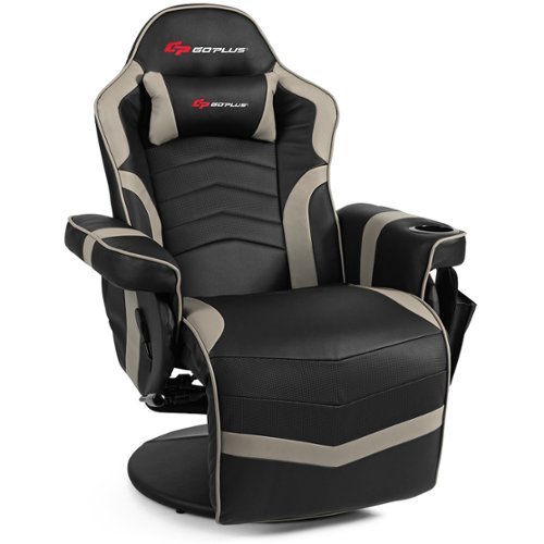Costway Massage Gaming Recliner Reclining Racing Chair Swivel Gray - Gray + Black