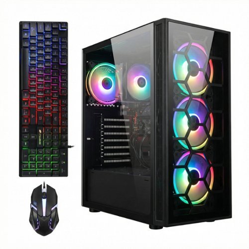 STGAubron - RGB Desktop PC Computer, AMD Ryzen 5 3400G up to 4.2GHz, 16G DDR4 RAM, 512G SSD, WiFi 6 & BT 5.2, Win11 Home - Black-Front_Standard 