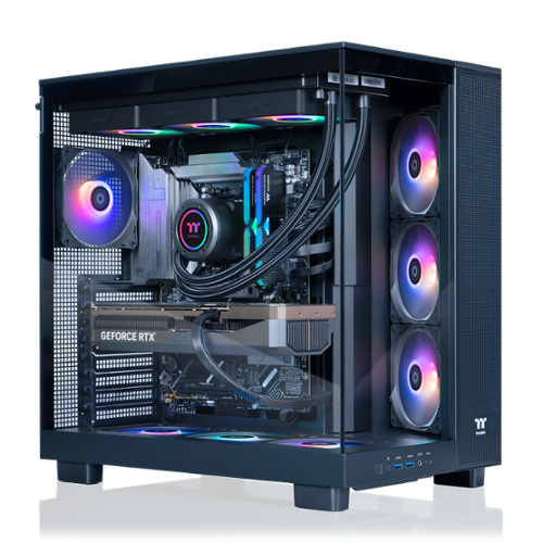 Thermaltake - LCGS View 9080-380XL Gaming Desktop AMD Ryzen 9 9900X3D, 32GB Memory, NVIDIA GeForce RTX 5080, 2TB SSD NVMe M.2 - Black-Front_Standard 