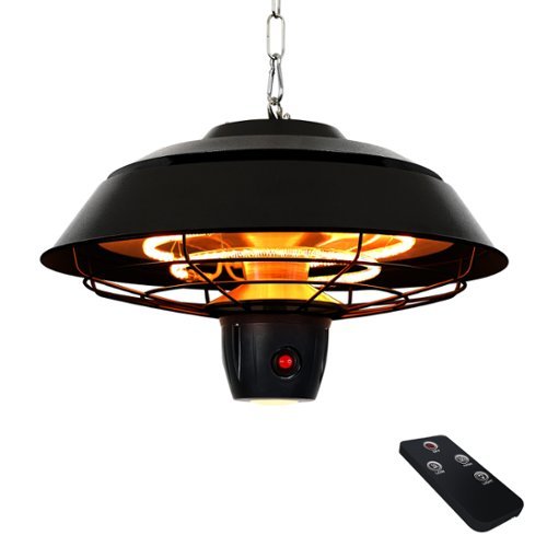ZACHVO - Electric Hanging Patio Heater With Led Light - Black-Front_Standard 