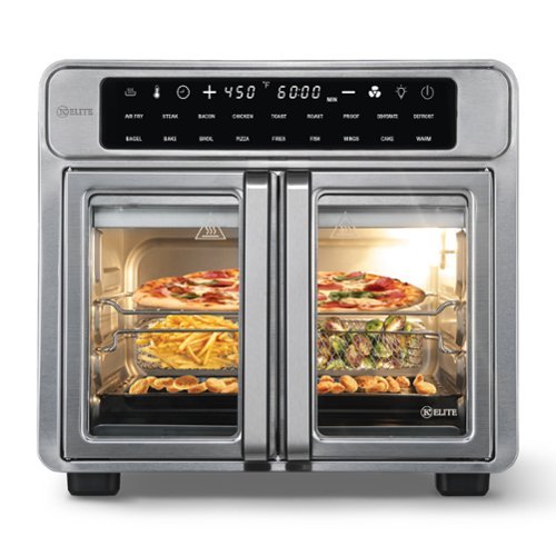 Kitchen Elite - 26 Qt French Door Air Fryer Oven, Countertop Cooker w/ LED Display - Stainless Steel-Front_Standard 