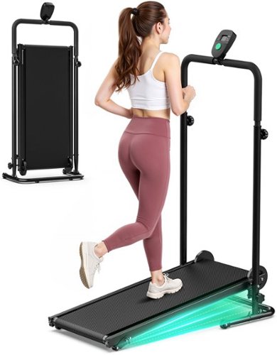 Akluer - RJ401 Non-Electric Treadmill w/ 5% Incline, Anti-Slip Belt, Compact Foldable Motorless Treadmill for Small Home/Gym Use - Black-Front_Standard 