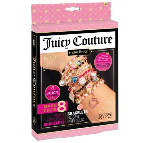 Juicy Couture Mini Pink & Precious DIY Bracelets Kit - Create 8 Unique Charm Bracelets, 267 Pieces, 8 Charms, Tweens & Girls Ages 8+