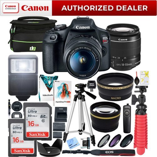 Bundle - Canon - T7 EOS Rebel DSLR Camera EF-S 18-55mm F3.5-5.6 IS II Lens Essential-Front_Standard 