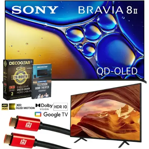 SONY BRAVIA 8 II

QD-OLED

4K HDR
X-R OLED MOTION
Dolby VISION
HDR 10
Google TV

DECOCGEAR CPS BUNDLE
26 MONTH PROTECTION PLAN
EXCLUSIVE DECOCGEAR HOME THEATER ESSENTIALS
HDMI CABLES 2

DECOCGEAR
BENJAMIN'S BIBLE
TELEVISION HOME THEATER ESSENTIALS