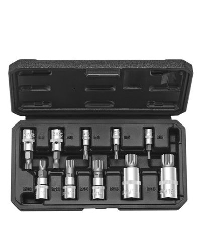 VEVOR XZN Triple Square Spline Bit Socket Set, 10 Piece M4 M18