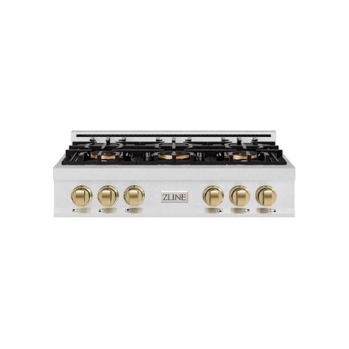 ZLINE - Autograph 36 in. Satin Steel Classic Rangetop with 6 DuoPro Burners and Bronze Accents (PCRTSZ-36-CB) - Satin Stainless Steel-Front_Standard 