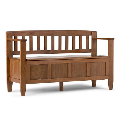 Simpli Home - Brooklyn Entryway Storage Bench - Medium Saddle Brown-Front_Standard 