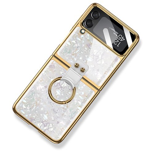 SaharaCase Marble with Ring Case for Samsung Galaxy Z Flip4 - White WORLDWIDE DELIVERY