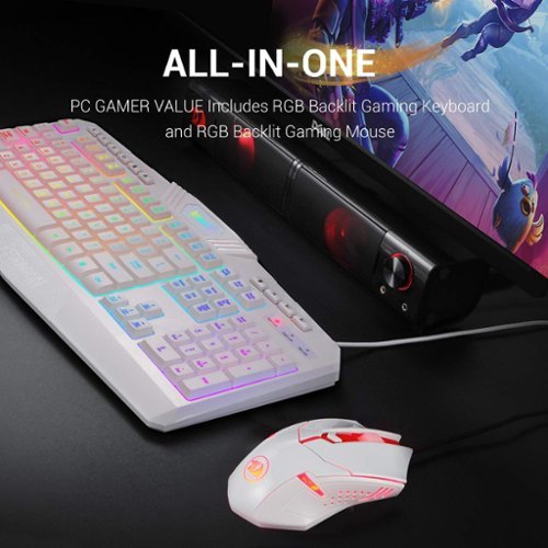 REDRAGON S101W-1 Wired RGB Backlit Gaming Keyboard with Multimedia Keys Wrist Rest and Red Backlit Mouse Combo 3200 DPI - White WHERE TO BUY