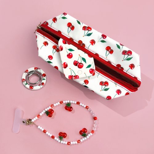 VELVET CAVIAR Accessories Gift Set - Charm / Battery Pack / Grip Ring / Travel Bag - Mon Cheri Cherry - Mon Cheri Cherry WORLDWIDE DELIVERY